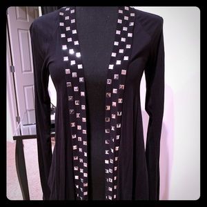 Black silver studded cotton sweater